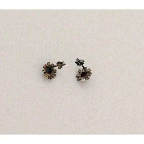 Sterling Silver Small Turquoise Earrings Stud Post 1/2" x 3/8" - Picture 6 of 8